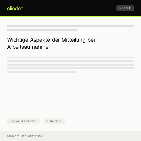 Dokumentvorschau: Mitteilung bei Arbeitsaufnahme — Banken & Finanzen, Österreich