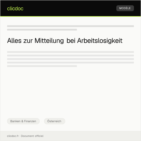 Dokumentvorschau: Mitteilung bei Arbeitslosigkeit — Banken & Finanzen, Österreich