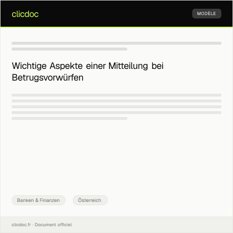 Dokumentvorschau: Mitteilung bei Betrugsvorwürfen — Banken & Finanzen, Österreich