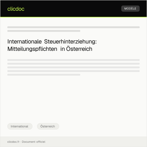 Dokumentvorschau: Mitteilung bei internationaler Steuerhinterziehung — International, Österreich