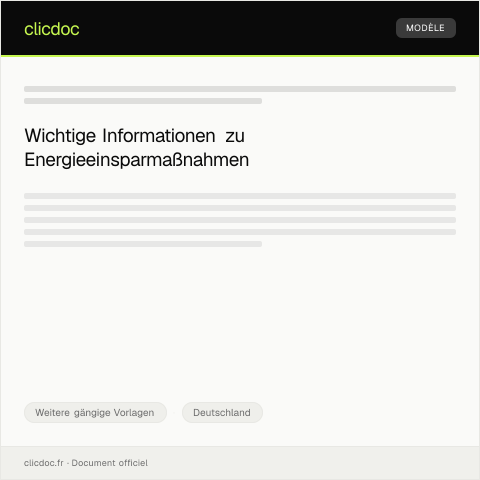 Dokumentvorschau: Mitteilung über Energieeinsparmaßnahmen — Weitere gängige Vorlagen, Deutschland