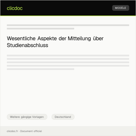 Dokumentvorschau: Mitteilung über Studienabschluss — Weitere gängige Vorlagen, Deutschland