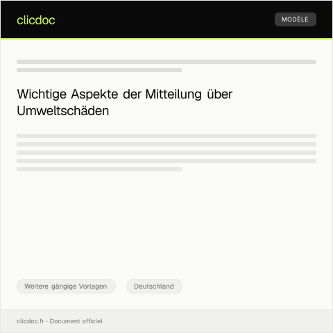 Dokumentvorschau: Mitteilung über Umweltschäden — Weitere gängige Vorlagen, Deutschland