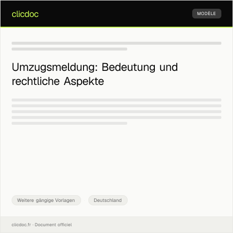 Dokumentvorschau: Mitteilung über Umzug innerhalb der Gemeinde — Weitere gängige Vorlagen, Deutschland
