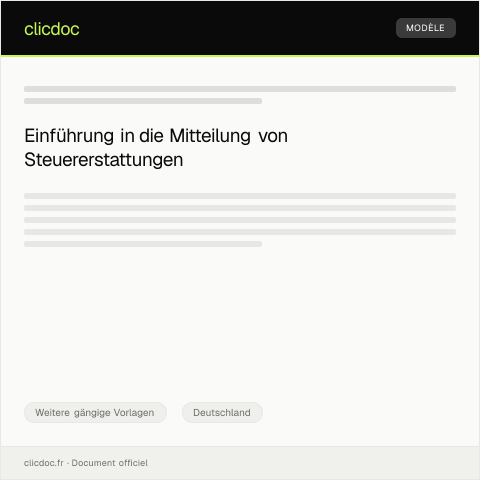Dokumentvorschau: Mitteilung von Steuererstattungen — Weitere gängige Vorlagen, Deutschland