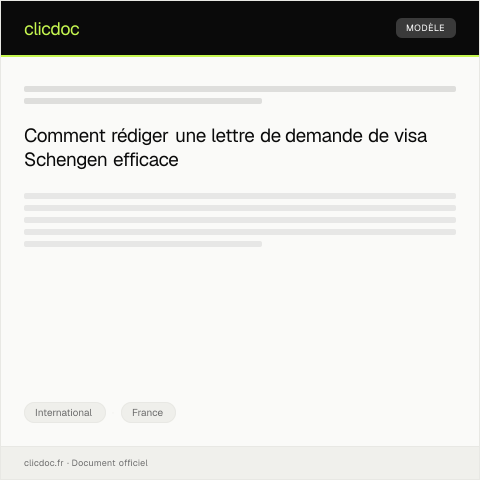 Aperçu du document Lettre de demande de visa Schengen — International, France