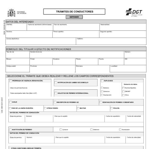 Vista previa del documento Modelo 03 — Impreso de solicitud de la DGT — Dirección General de Tráfico (DGT) — Modelos de solicitud, España (CERFA n°03)