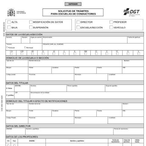 Vista previa del documento Modelo 08 — Impreso de solicitud de la DGT — Dirección General de Tráfico (DGT) — Modelos de solicitud, España (CERFA n°08)
