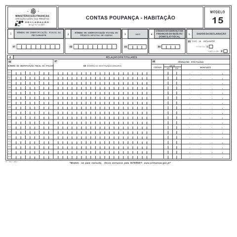 Pré-visualização do documento Modelo 15 - Contas poupança - habitação — IRS / IRC, Portugal (CERFA n°Modelo 15)