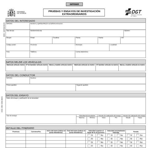 Vista previa del documento Modelo 19 — Impreso de solicitud de la DGT — Dirección General de Tráfico (DGT) — Modelos de solicitud, España (CERFA n°19)