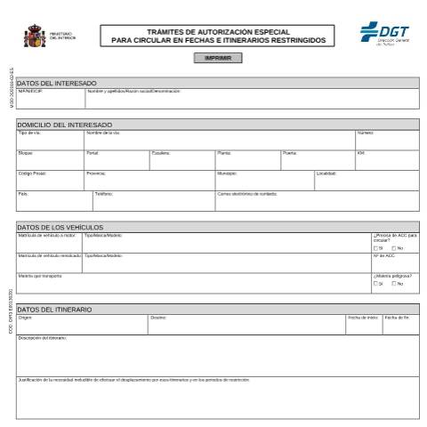 Vista previa del documento Modelo 20 — Impreso de solicitud de la DGT — Dirección General de Tráfico (DGT) — Modelos de solicitud, España (CERFA n°20)