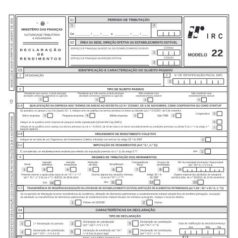 Pré-visualização do documento Modelo 22 — IRC, Portugal (CERFA n°Modelo 22)