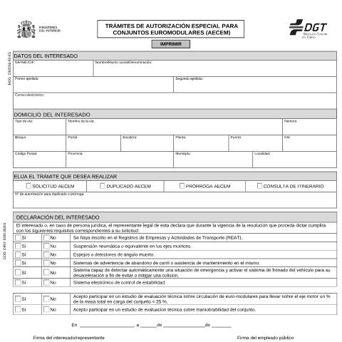 Vista previa del documento Modelo 23 — Impreso de solicitud de la DGT — Dirección General de Tráfico (DGT) — Modelos de solicitud, España (CERFA n°23)