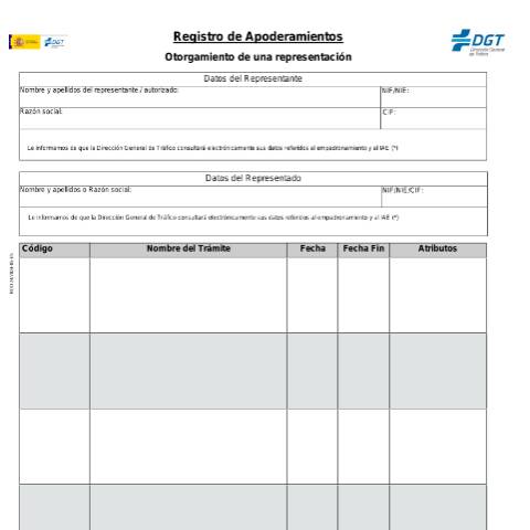 Vista previa del documento Modelo 24 — Impreso de otorgamiento de representación — Dirección General de Tráfico (DGT) — Modelos de solicitud, España (CERFA n°24)