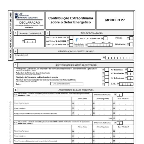Pré-visualização do documento Modelo 27 - Contribuição Extraordinária sobre Setor Energético — IRS / IRC, Portugal (CERFA n°Modelo 27)
