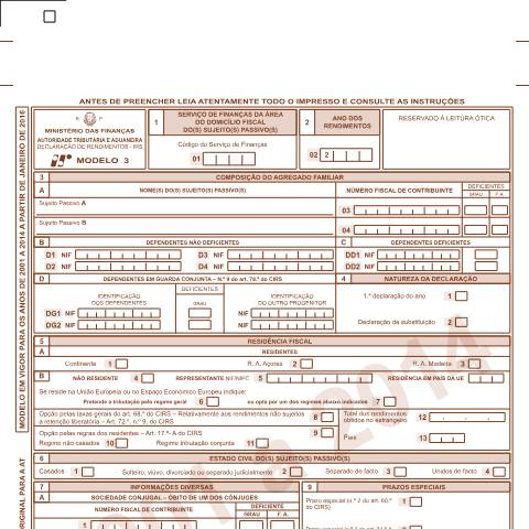 Pré-visualização do documento Declaração Mod. 3 - Rosto — IRS, Portugal (CERFA n°Modelo 3)