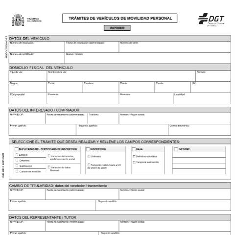 Vista previa del documento Modelo 30 — Impreso de solicitud de la DGT — Dirección General de Tráfico (DGT) — Modelos de solicitud, España (CERFA n°30)
