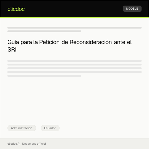 Vista previa del documento Modelo de Petición de Reconsideración — Administración, Ecuador