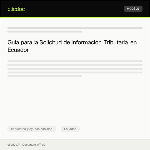 Vista previa del documento Modelo de Solicitud de Información Tributaria — Impuestos y ayudas sociales, Ecuador