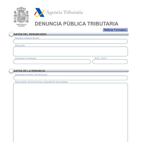 Vista previa del documento Modelo de denuncia tributaria — AEAT — Modelos de representación / autorización, España