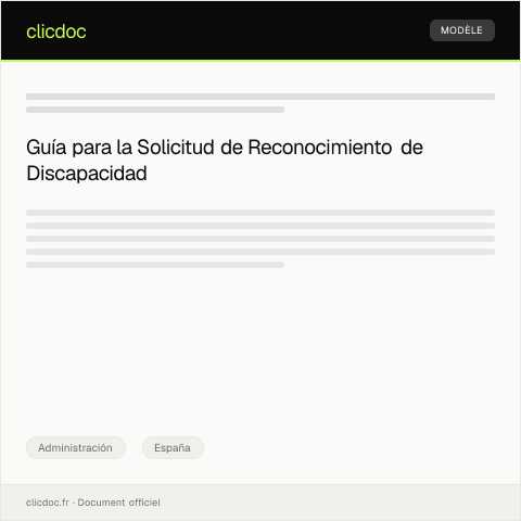 Vista previa del documento Modelo de solicitud de reconocimiento de discapacidad — Administración, España
