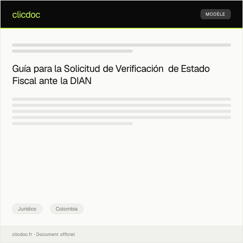 Vista previa del documento Modelo de Solicitud de Verificación de Estado Fiscal — Jurídico, Colombia
