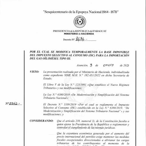 Vista previa del documento Decreto N° 8676-2023 — Isc, Paraguay