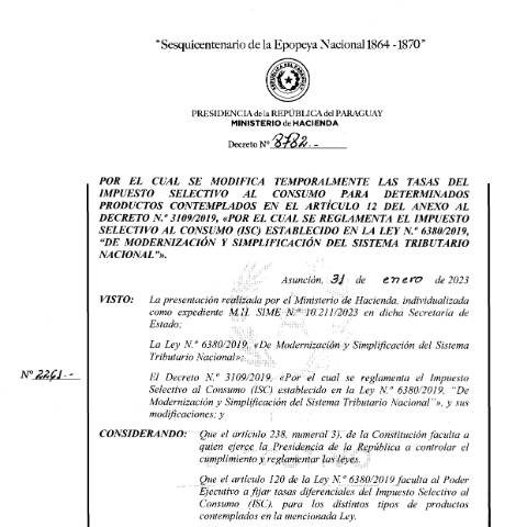 Vista previa del documento Decreto N° 8782-2023 — Isc, Paraguay