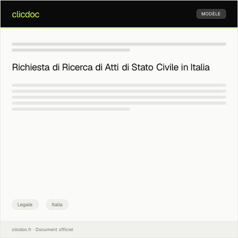 Anteprima documento Modulo di Ricerca di Atti di Stato Civile — Legale, Italia