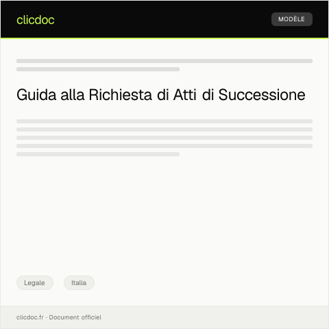 Anteprima documento Modulo di Richiesta di Ricerca di Atti di Successione — Legale, Italia