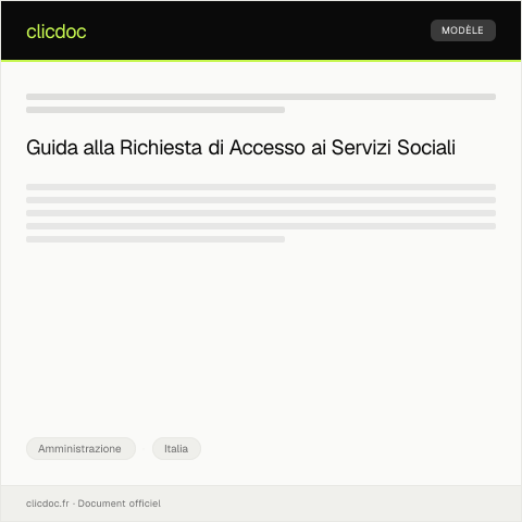 Anteprima documento Modulo di richiesta di accesso ai servizi sociali — Amministrazione, Italia