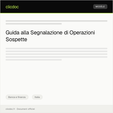 Anteprima documento Modulo di Segnalazione di Operazione Sospetta — Banca e finanza, Italia