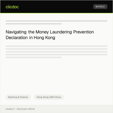 Document preview: Money Laundering Prevention Declaration / 洗錢預防聲明 — Banking & finance, Hong Kong SAR China