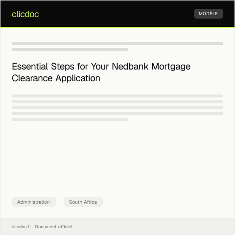 Document preview: Application for Mortgage Clearance Certificate from Nedbank — Administration, South Africa