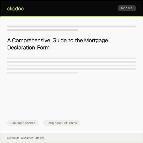 Document preview: Mortgage Declaration Form / 按揭聲明書 — Banking & finance, Hong Kong SAR China