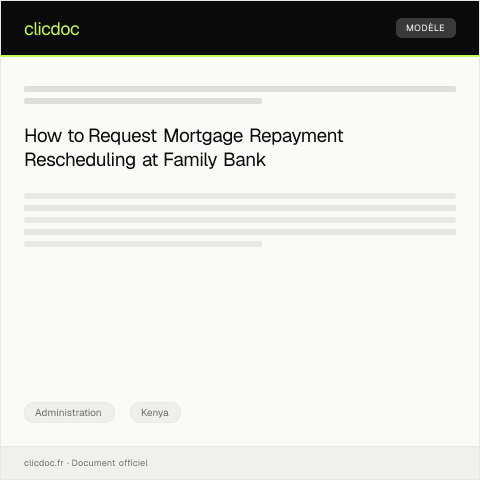 Document preview: Request for Mortgage Repayment Rescheduling at Family Bank Kenya — Administration, Kenya