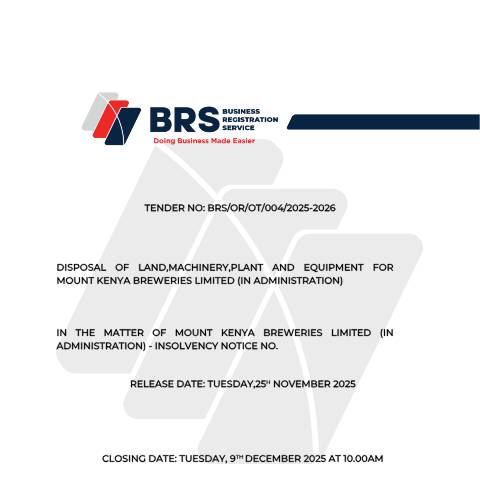 Document preview: TENDER DOCUMENT- MOUNT KENYA BREWERIES LIMITED — Document, Kenya (CERFA n°TENDER-DOCUMENT-MOUNT-KENYA-BREWERIES-LIMITED)