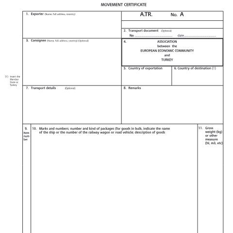 Document preview: Movement Certificate A.TR (C1232) — HM Revenue & Customs, United Kingdom