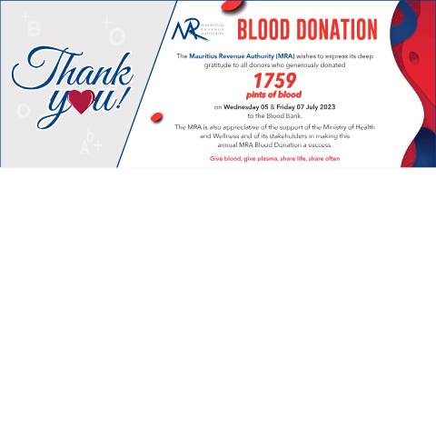 Document preview: MRA Blood Donation 2023 - Thank You (07.07.23) — Document, Mauritius (CERFA n°BD2023-ThankYou)