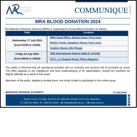 Document preview: MRA Blood Donation 2024 (12.07.24) — Document, Mauritius (CERFA n°BloodDonation120724)