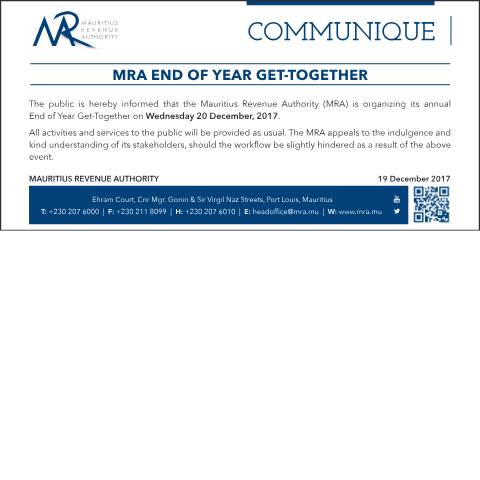 Document preview: MRA End of Year Get-Together (19.12.17) — Document, Mauritius (CERFA n°EOY2017)