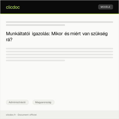 Document preview: Munkáltatói igazolás kérvényezése az igazolási célra — Adminisztráció, Magyarország
