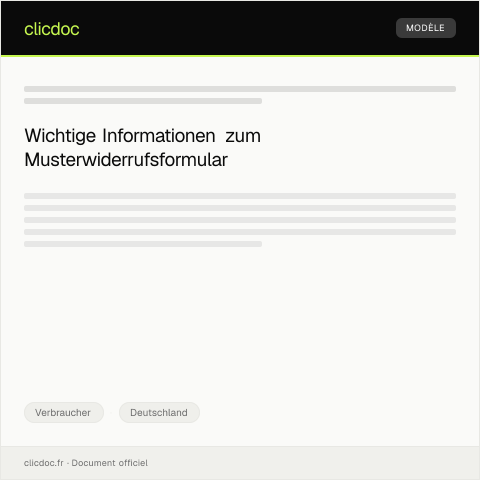 Dokumentvorschau: Muster­widerrufs­formular für Online­verträge — Verbraucher, Deutschland