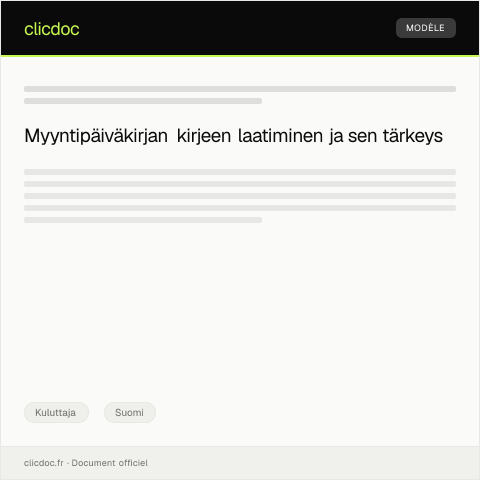 Document preview: Myyntipäiväkirja — Kuluttaja, Suomi