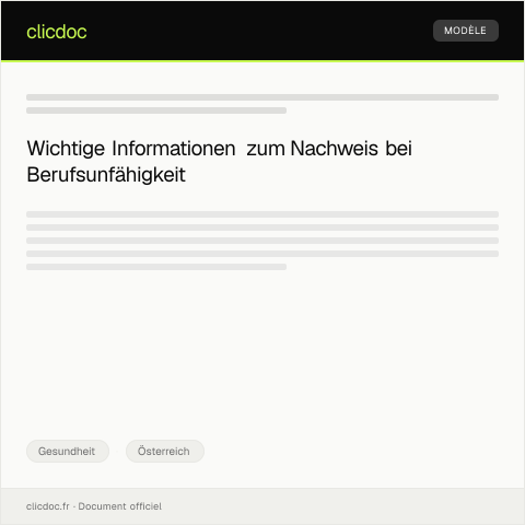 Dokumentvorschau: Nachweis über ärztliche Behandlung bei Berufsunfähigkeit — Gesundheit, Österreich