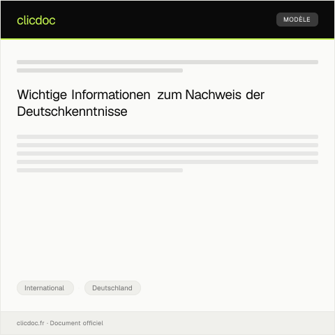 Dokumentvorschau: Nachweis der Deutschkenntnisse für die Einwanderung — International, Deutschland