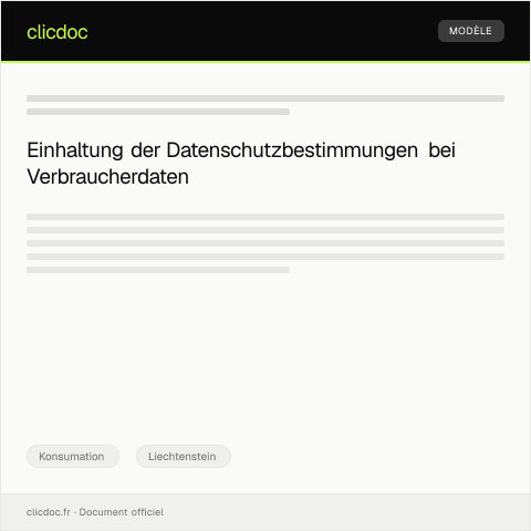 Dokumentvorschau: Nachweis der Einhaltung der Datenschutzbestimmungen bei Verbraucherdaten — Konsumation, Liechtenstein