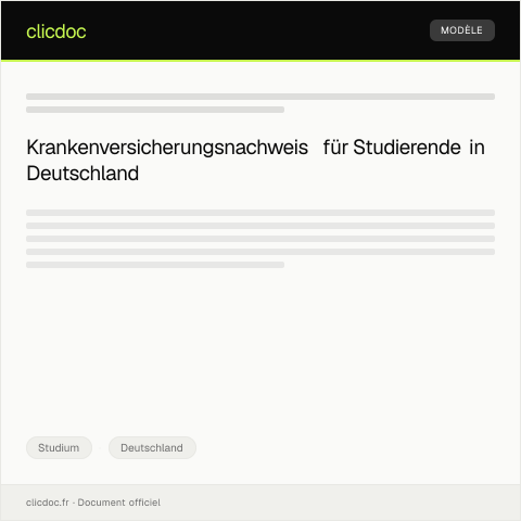 Dokumentvorschau: Nachweis der Krankenversicherung für Studierende im Rahmen des Online-Zugangs-Gesetzes — Studium, Deutschland