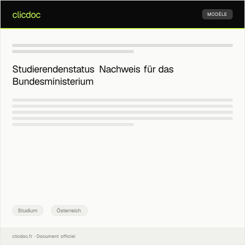 Dokumentvorschau: Nachweis des Studierendenstatus für das Bundesministerium für Bildung, Wissenschaft und Forschung — Studium, Österreich