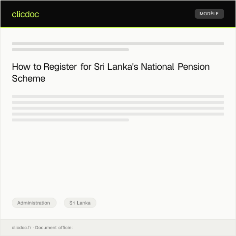 Document preview: National Pension Scheme Registration Form — Administration, Sri Lanka